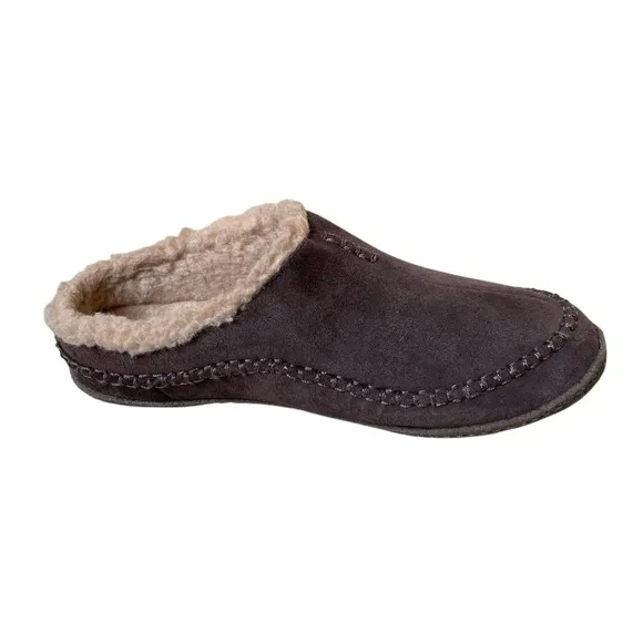 SOREL Men’s Falcon Ridge II Brown Suede Shearling Slippers Brown 11