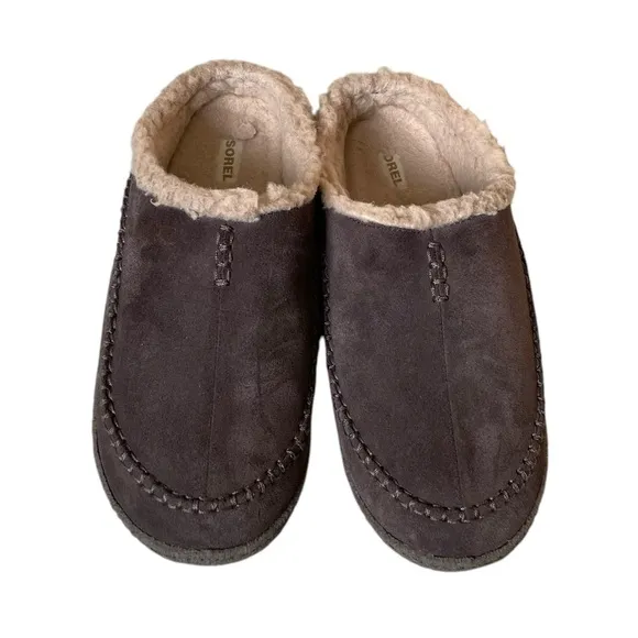 SOREL Men’s Falcon Ridge II Brown Suede Shearling Slippers Brown 11