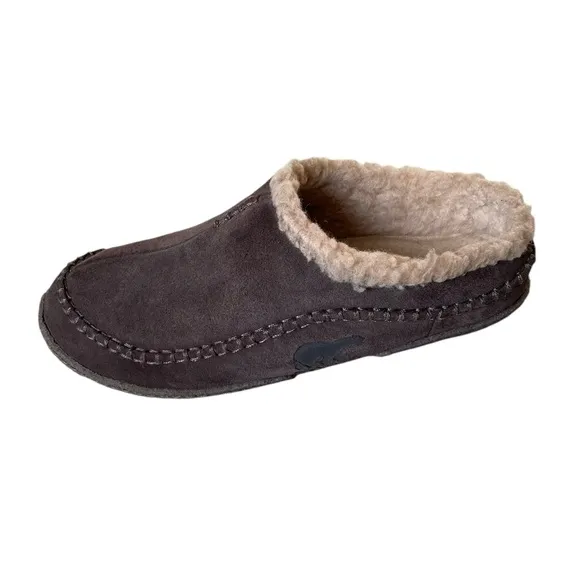 SOREL Men’s Falcon Ridge II Brown Suede Shearling Slippers Brown 11