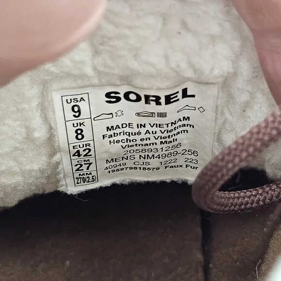 Sorel Men's Size 9 US VGC Explorer Next Drift Brown Waterproof Suede Boots