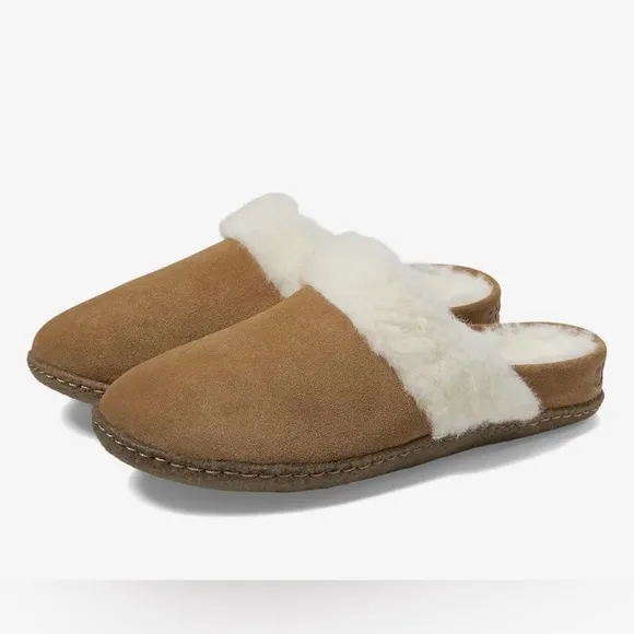 SOREL Nakisha II Slide Women's Slippers Brown/Camel Faux Fur Top Band