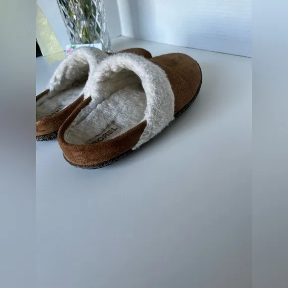 SOREL Nakisha II Slide Women's Slippers Brown/Camel Faux Fur Top Band