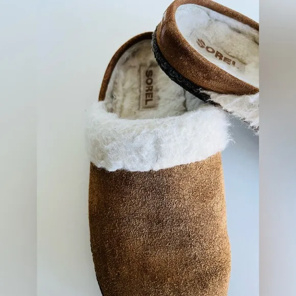 SOREL Nakisha II Slide Women's Slippers Brown/Camel Faux Fur Top Band