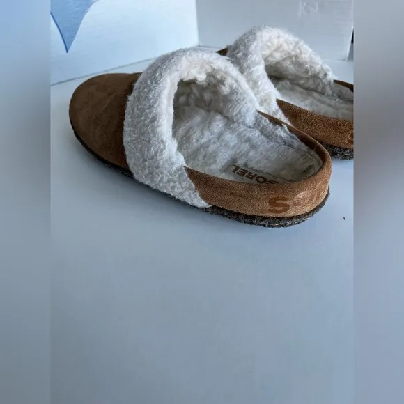 SOREL Nakisha II Slide Women's Slippers Brown/Camel Faux Fur Top Band