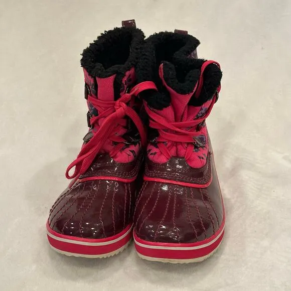 Sorel Tivoli Boots sz 5 Youth Pink Floral Snow Boots Winter Boots