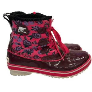 Sorel Tivoli Boots sz 5 Youth Pink Floral Snow Boots Winter Boots