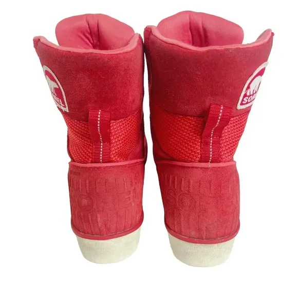 Sorel Tivoli II Red Waterproof Suede Sneaker Boots Womens Size 6