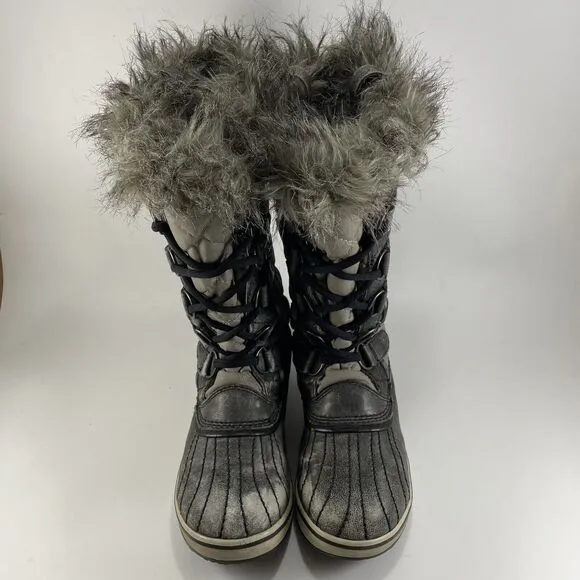 Sorel Tofino Distressed Waterproof Winter Boots Women Size 8 Brown Fur Lined