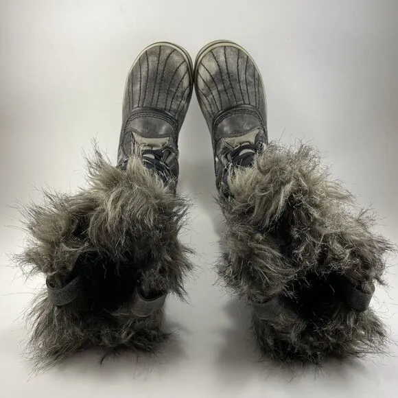 Sorel Tofino Distressed Waterproof Winter Boots Women Size 8 Brown Fur Lined