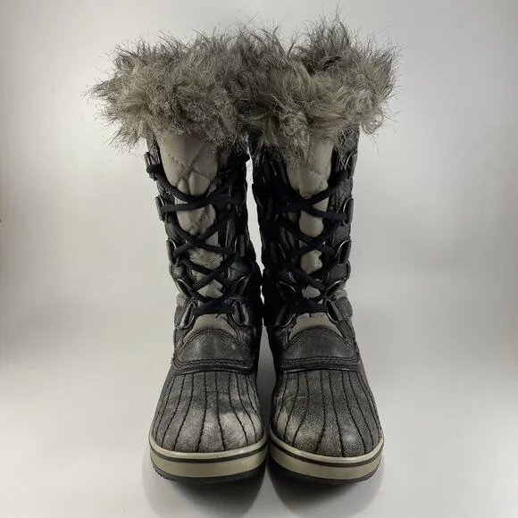 Sorel Tofino Distressed Waterproof Winter Boots Women Size 8 Brown Fur Lined