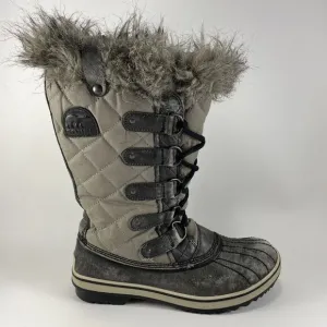 Sorel Tofino Distressed Waterproof Winter Boots Women Size 8 Brown Fur Lined