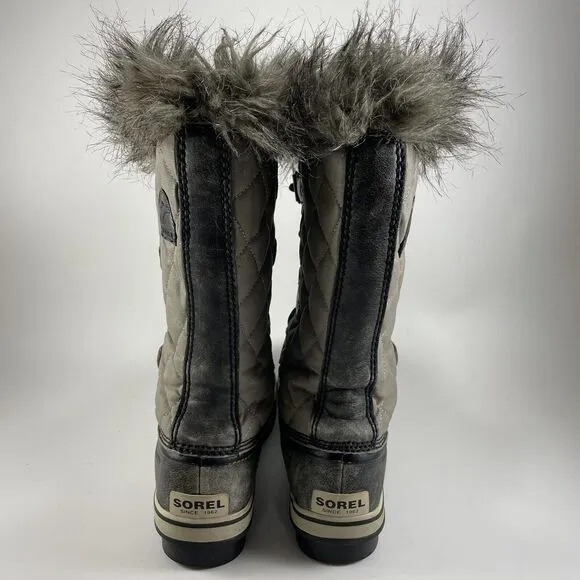 Sorel Tofino Distressed Waterproof Winter Boots Women Size 8 Brown Fur Lined