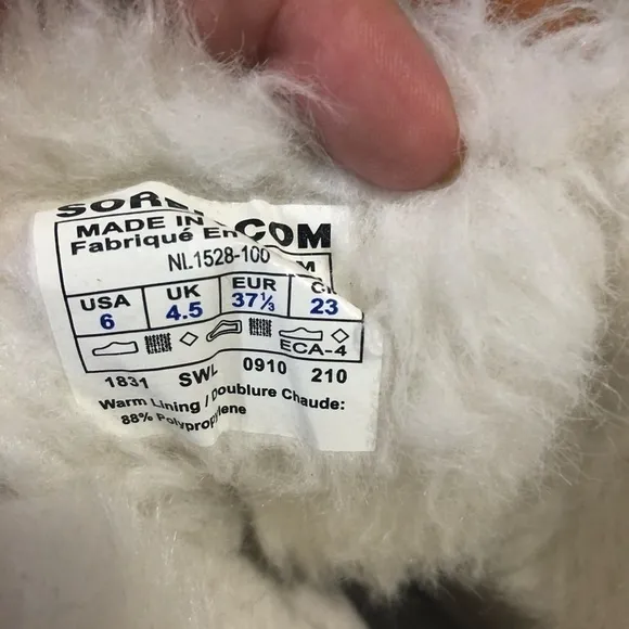Sorel Torino White Gray Fur quilted Winter Boots size 6 waterproof