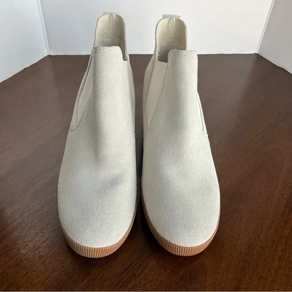 Sorel Waterproof Suede Cream Beige Out N About Wedge Boots Size 10.5 New