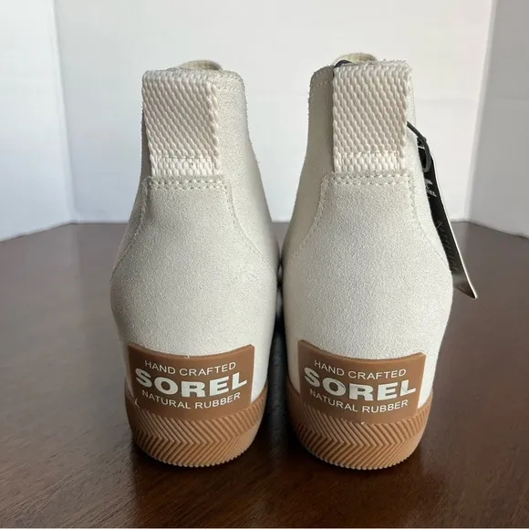 Sorel Waterproof Suede Cream Beige Out N About Wedge Boots Size 10.5 New
