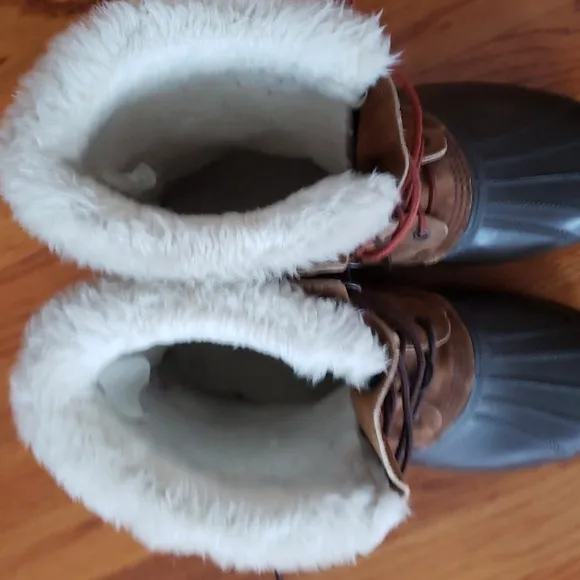 Sorel Winter Boots Men's Wool Lined Brown Leather Crusader, Size 10