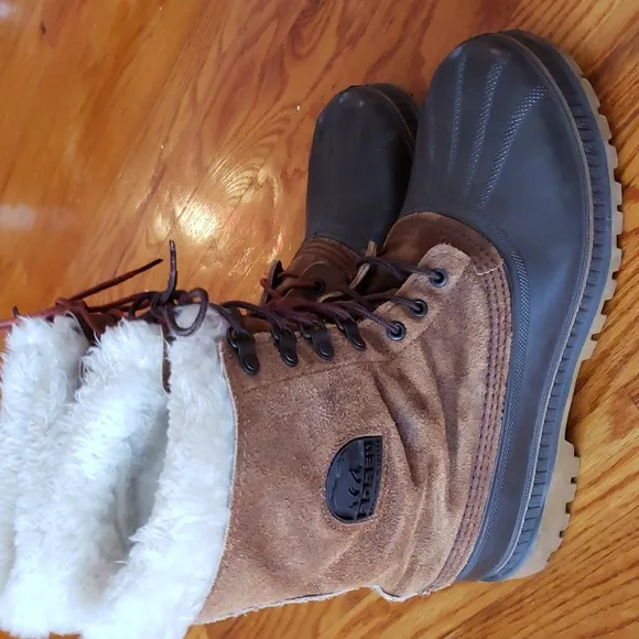 Sorel Winter Boots Men's Wool Lined Brown Leather Crusader, Size 10