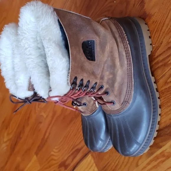 Sorel Winter Boots Men's Wool Lined Brown Leather Crusader, Size 10