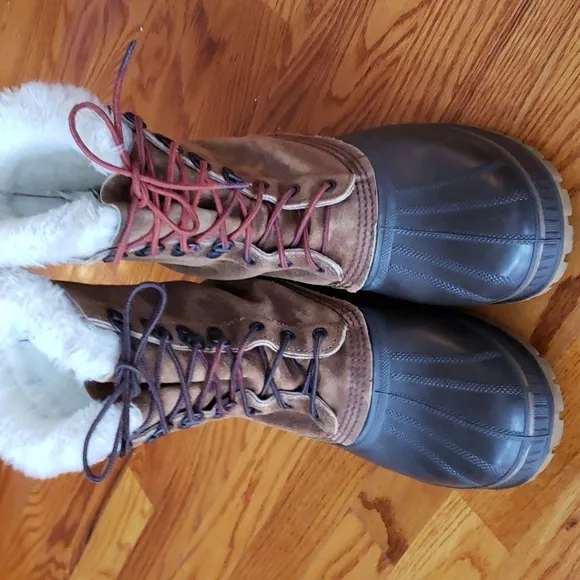 Sorel Winter Boots Men's Wool Lined Brown Leather Crusader, Size 10