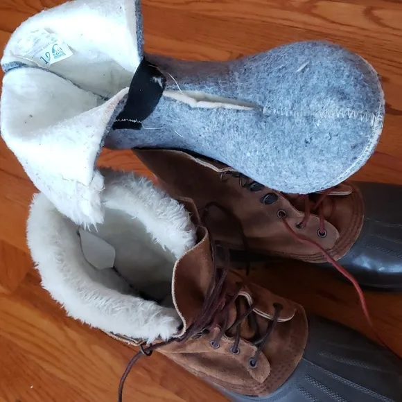 Sorel Winter Boots Men's Wool Lined Brown Leather Crusader, Size 10