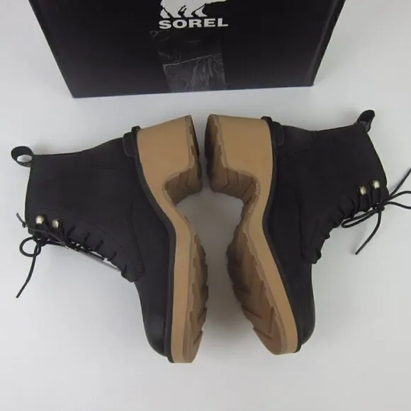 Sorel Womens 7.5 Black Leather Boots Waterproof Lace Up NEW IN BOX