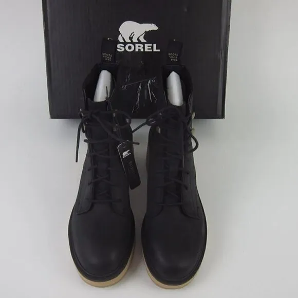 Sorel Womens 7.5 Black Leather Boots Waterproof Lace Up NEW IN BOX