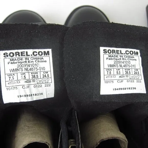 Sorel Womens 7.5 Black Leather Boots Waterproof Lace Up NEW IN BOX