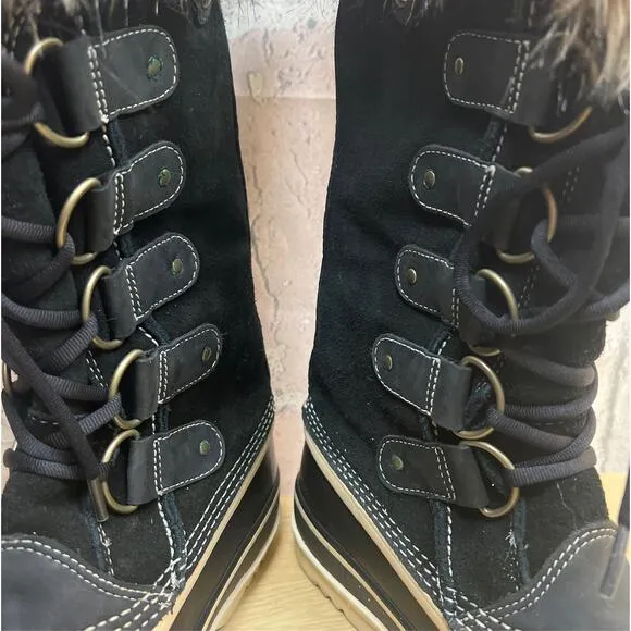 Sorel Womens Black Tall Joan of Arctic Boots Lace Up Size 9 Waterproof