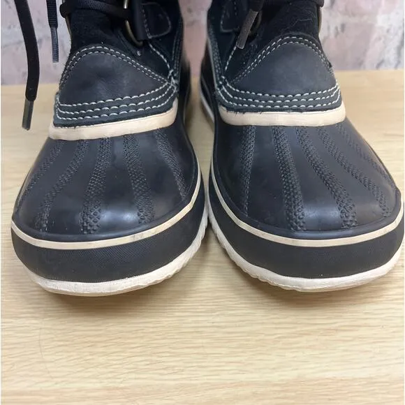 Sorel Womens Black Tall Joan of Arctic Boots Lace Up Size 9 Waterproof