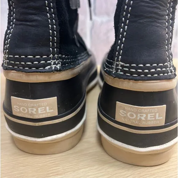 Sorel Womens Black Tall Joan of Arctic Boots Lace Up Size 9 Waterproof