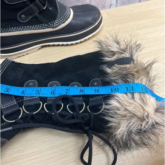 Sorel Womens Black Tall Joan of Arctic Boots Lace Up Size 9 Waterproof