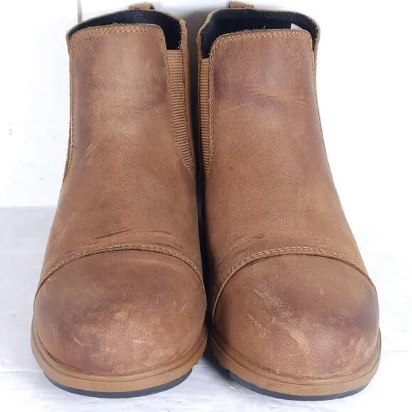 Sorel Women's Evie II US8 Gum Leather Waterproof Hidden Wedge Chelsea Boots