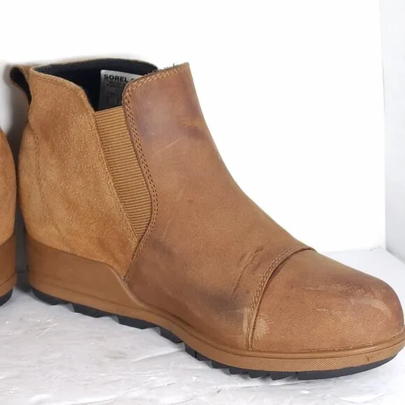 Sorel Women's Evie II US8 Gum Leather Waterproof Hidden Wedge Chelsea Boots