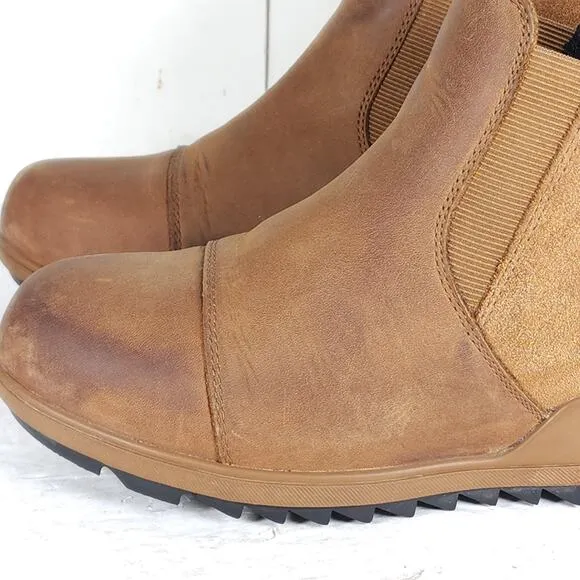 Sorel Women's Evie II US8 Gum Leather Waterproof Hidden Wedge Chelsea Boots