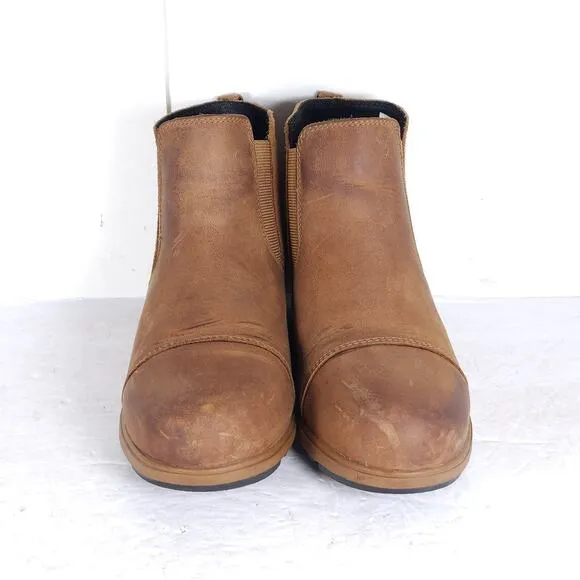 Sorel Women's Evie II US8 Gum Leather Waterproof Hidden Wedge Chelsea Boots