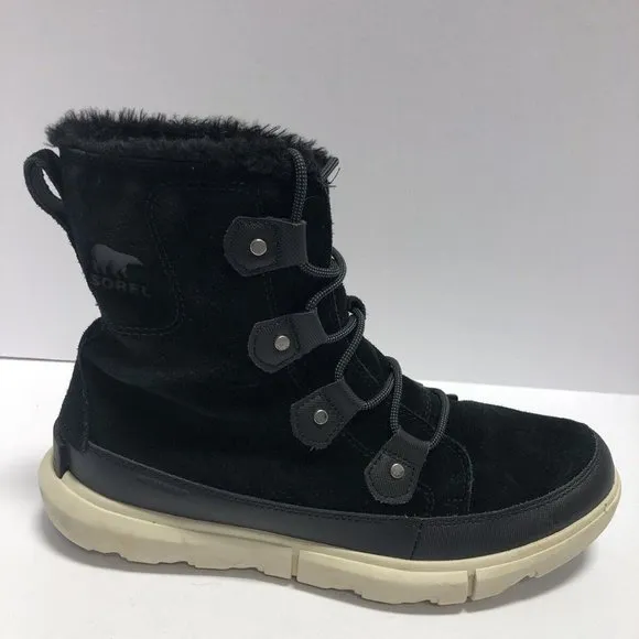 Sorel Women’s Explorer Joan, Black Waterproof Winter Boots, Size 12M