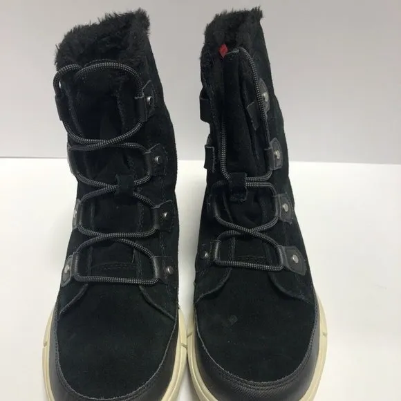 Sorel Women’s Explorer Joan, Black Waterproof Winter Boots, Size 12M