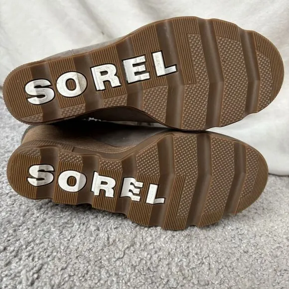 Sorel Womens Joan Uptown Lace Up Heeled Ankle Waterproof Boot Taupe Size 8