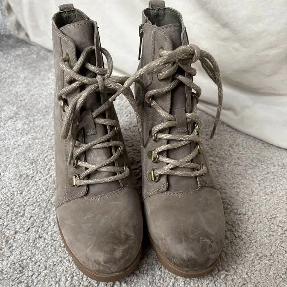 Sorel Womens Joan Uptown Lace Up Heeled Ankle Waterproof Boot Taupe Size 8