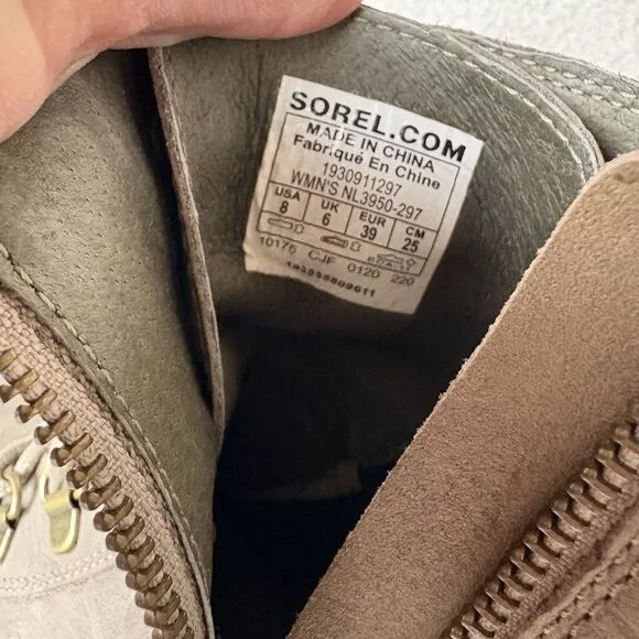 Sorel Womens Joan Uptown Lace Up Heeled Ankle Waterproof Boot Taupe Size 8