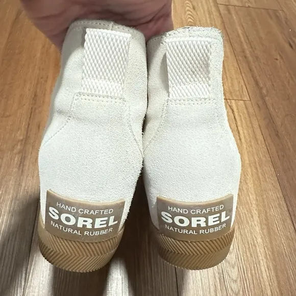 Sorel Women's Size 10 Out N About Slip On Chalk White Suede Wedge Booties Shoes