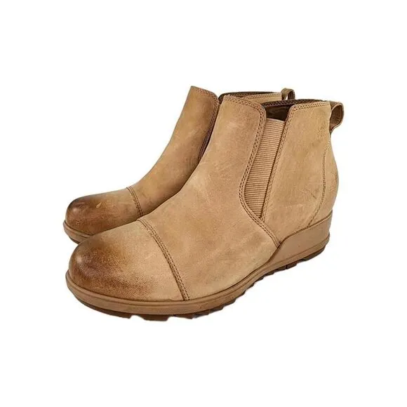 Sorel Evie II Chelsea Boot Womens US 10 Tan Leather Waterproof Pull On Boots