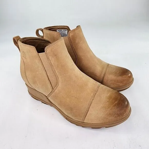 Sorel Evie II Chelsea Boot Womens US 10 Tan Leather Waterproof Pull On Boots