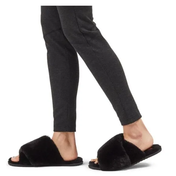 Sorel Go Mail Run Faux Fur Cotton Slippers, Cozy House Shoes , Black, Size 8, NW
