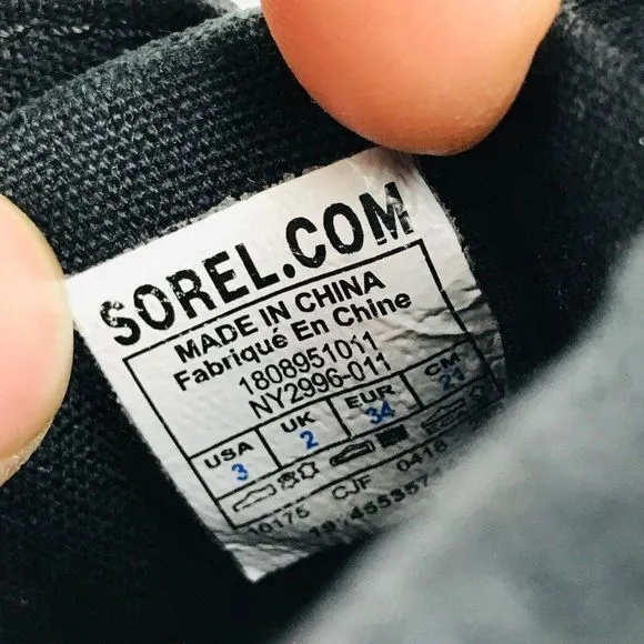 Sorel Madson Youth Size 3 Waterproof Moc Toe Black Leather Boots NY2996-011‎