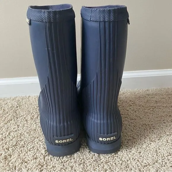 Sorel Rubber Rain Boots Mid Calf Blue Waterproof 9