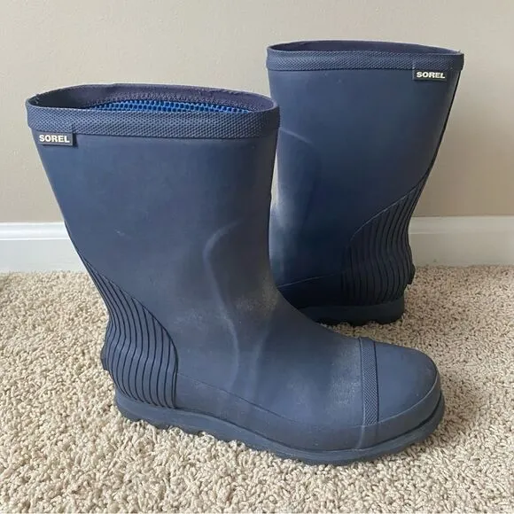 Sorel Rubber Rain Boots Mid Calf Blue Waterproof 9