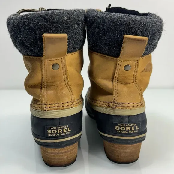 Sorel Slimpack II Tan Leather Rubber Lace Up Waterproof Winter Boots Size 7