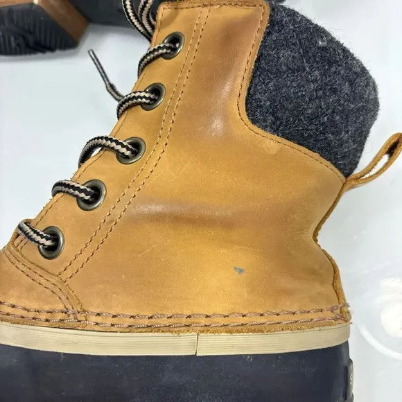 Sorel Slimpack II Tan Leather Rubber Lace Up Waterproof Winter Boots Size 7