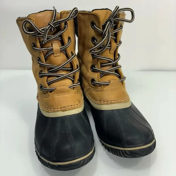 Sorel Slimpack II Tan Leather Rubber Lace Up Waterproof Winter Boots Size 7